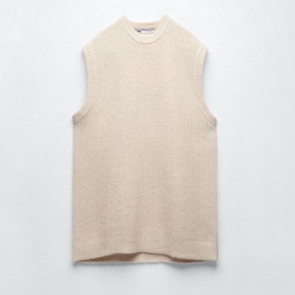 ZARA Oversized Long Knit Vest Dusty Pink BNWT - Picture 6 of 6